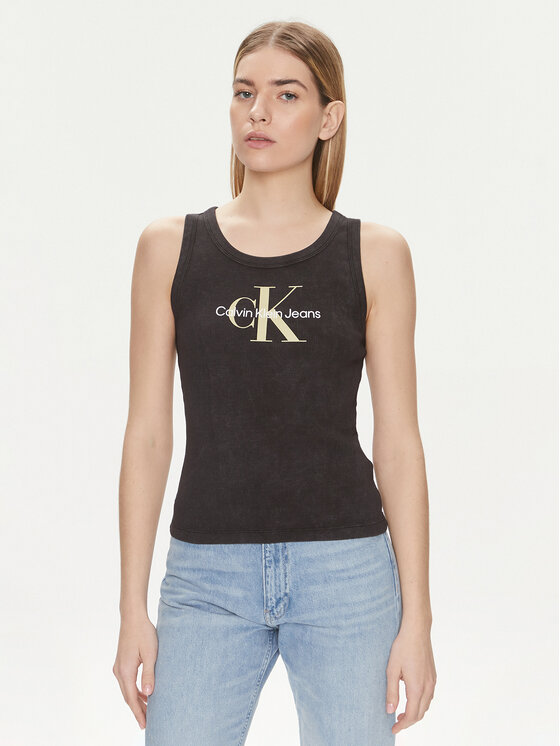 Calvin Klein Jeans Top Archival Monologo J20J223160 Czarny Slim Fit