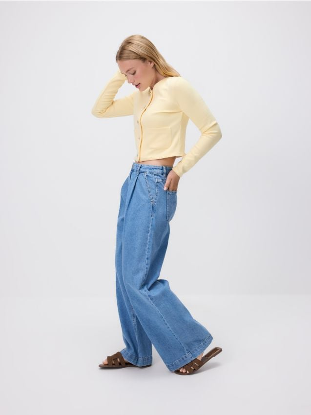 Reserved - Jeansy wide leg - niebieski miniaturka