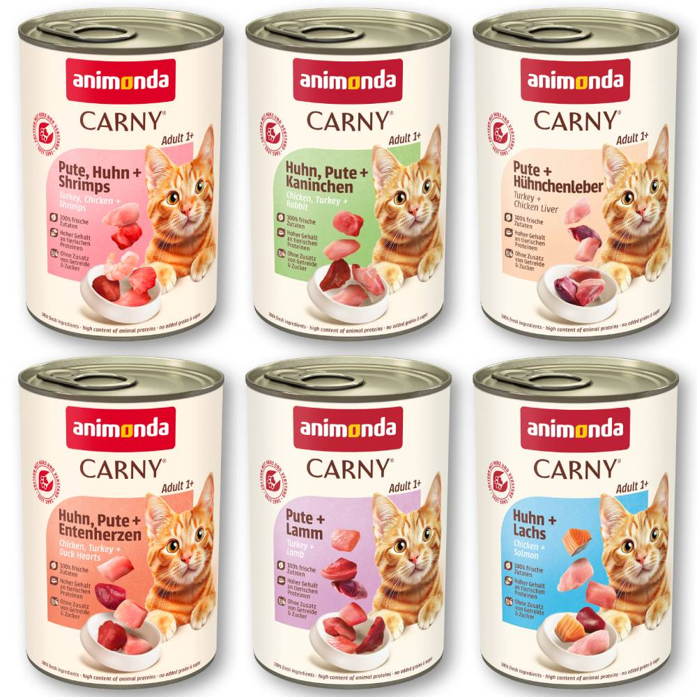 Megapakiet animonda Carny Adult, 24 x 400 g - Pakiet mieszany Drób (6 smaków - bez wołowiny)