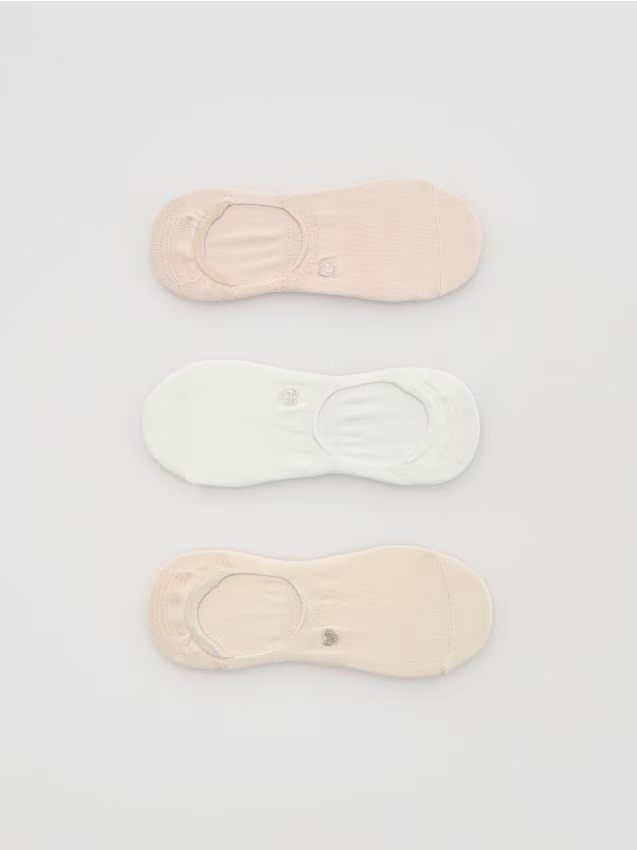 Reserved - Skarpetki z bawełną 3 pack - złamana biel