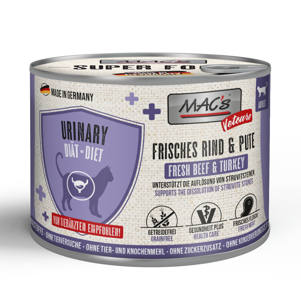Korzystny pakiet MAC's Cat Vetcare Urinary, 24 x 200 g - Wołowina i indyk
