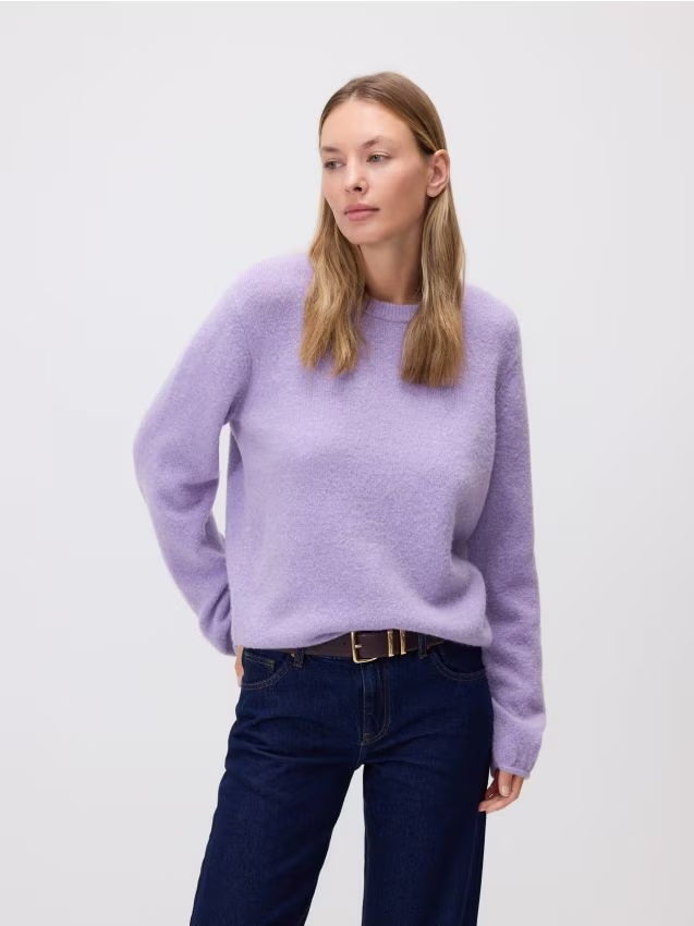 Reserved - Sweter z dodatkiem wełny - lawendowy