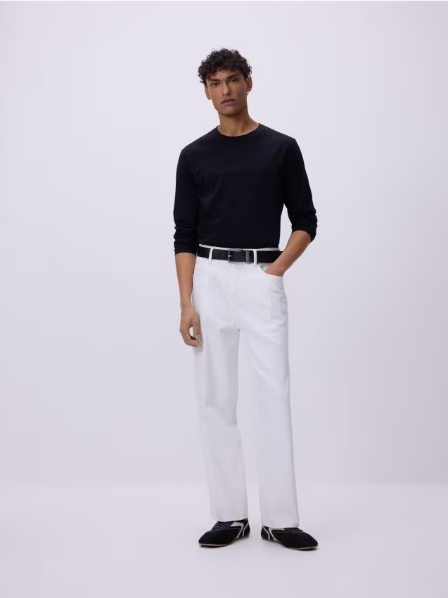 Reserved - Jeansy loose fit - złamana biel