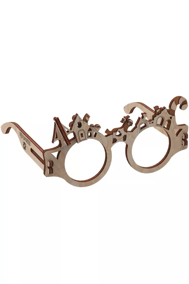 Drewniane Puzzle 3D - Okulary Domki miniaturka