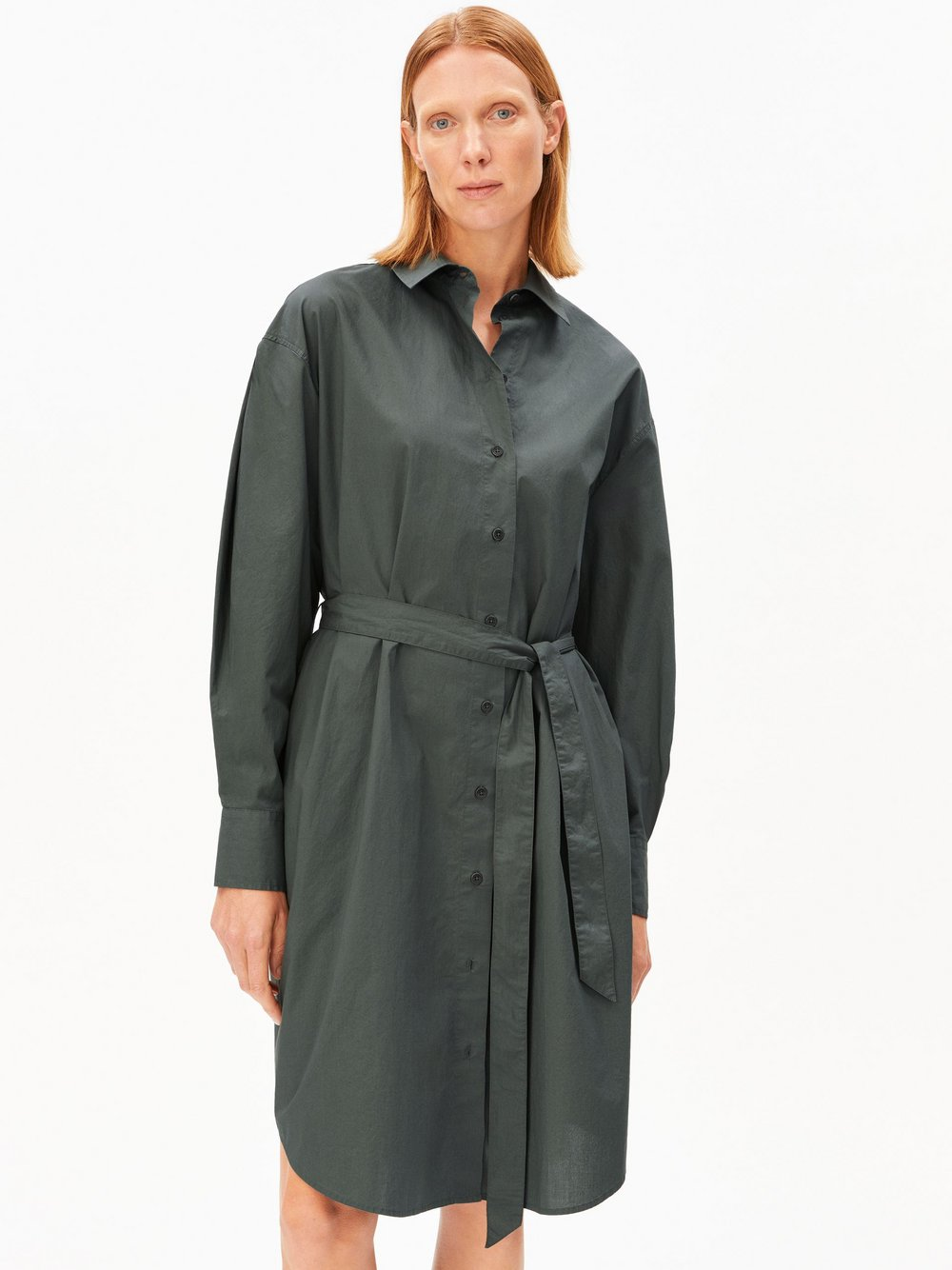 ARMEDANGELS Bluzka damska - Baryłkowy rękaw Poplin Kobiety Bawełna szary, XL