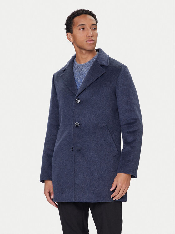 Guess Płaszcz wełniany M4BL3S WGJ82 Granatowy Slim Fit