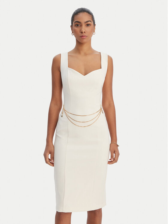 Fracomina Sukienka koktajlowa FR26SD2017W42901 Écru Slim Fit