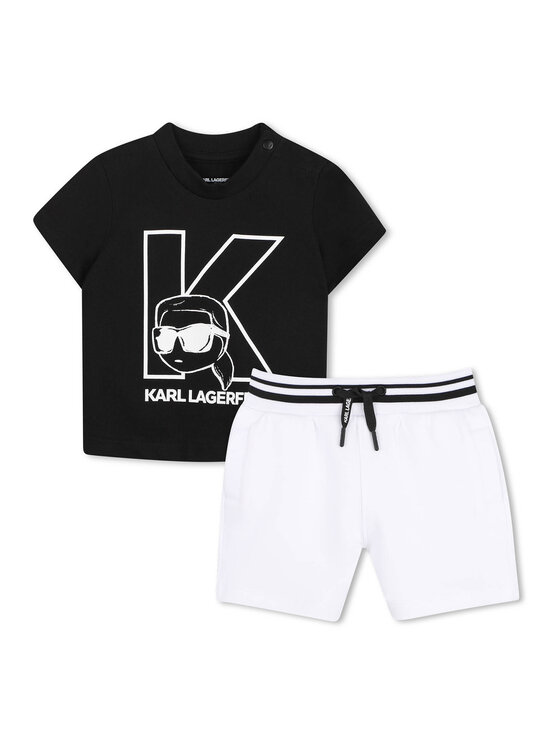Karl Lagerfeld Kids Komplet t-shirt i spodenki Z31074 Czarny Regular Fit