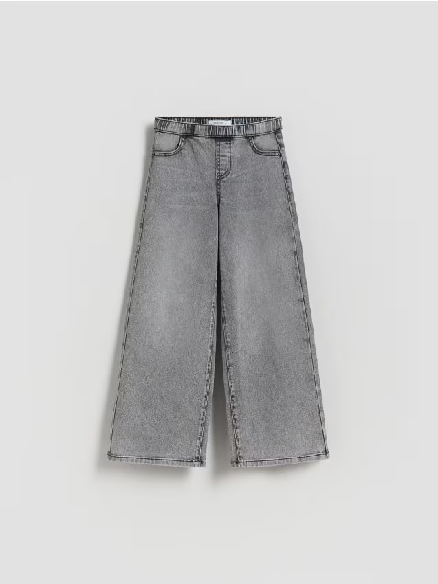 Reserved - Elastyczne jeansy wide leg - szary