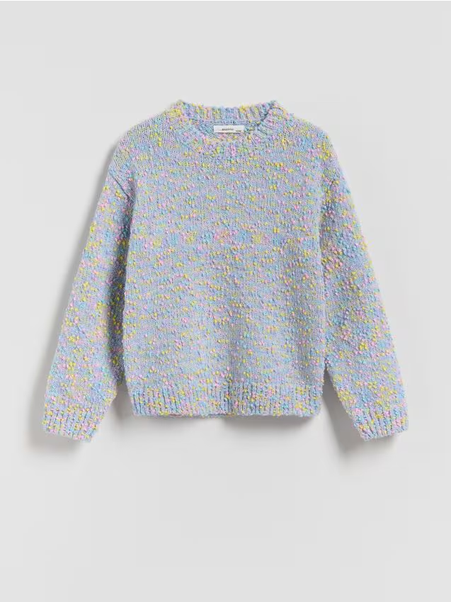 Reserved - Sweter z kolorowym wzorem - lawendowy