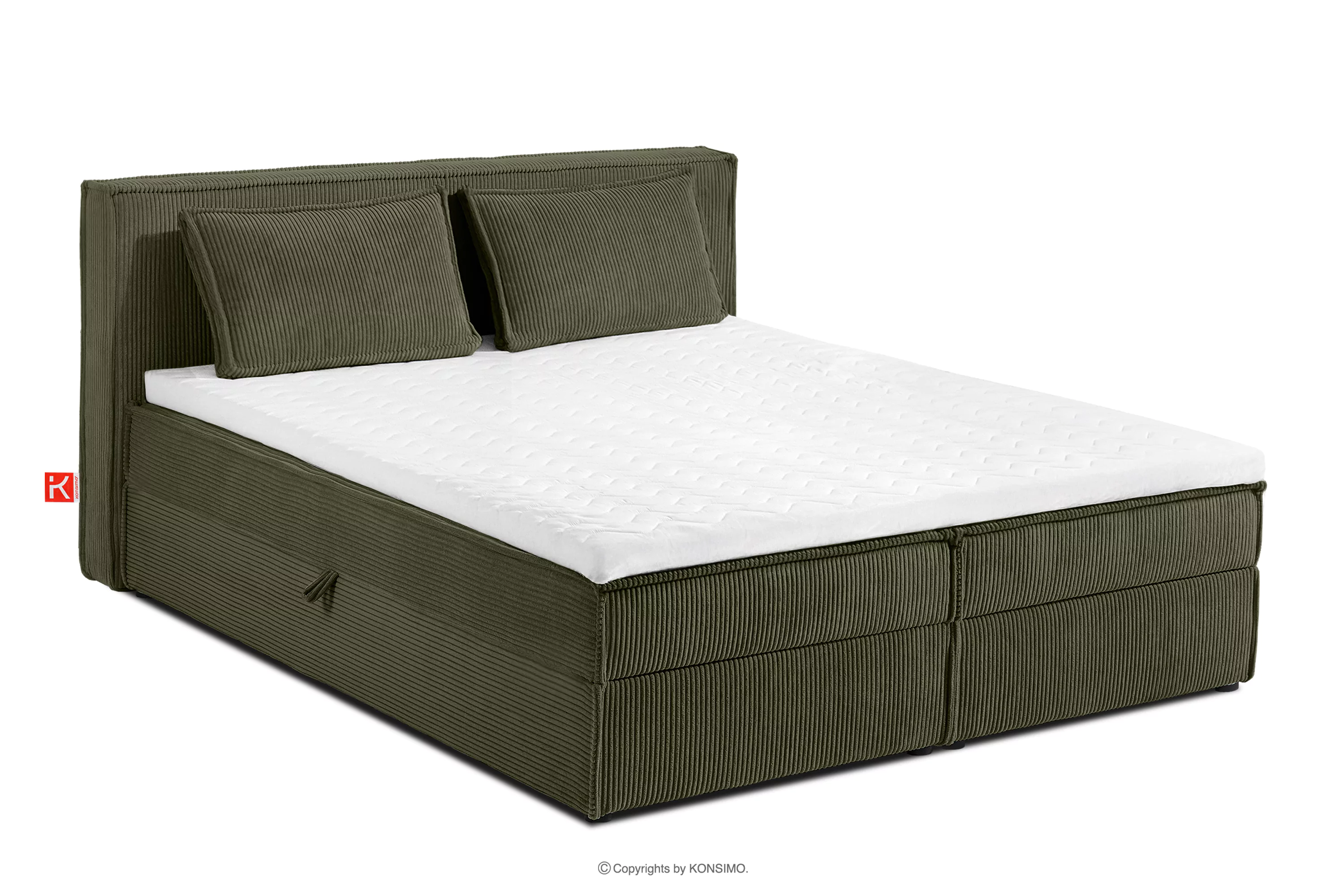 Łóżko dwuosobowe 160 cm w tkaninie sztruks oliwkowy ROTI