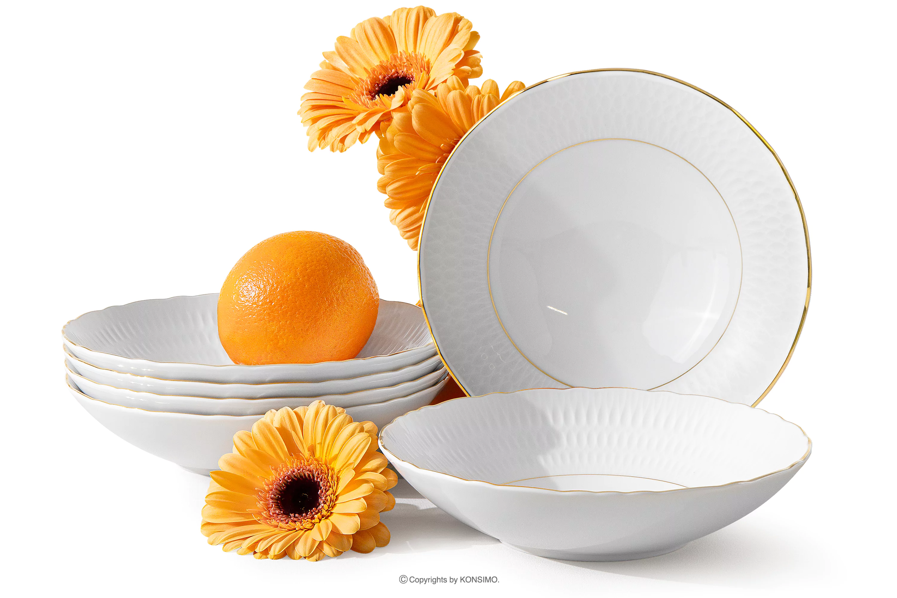 Talerz głeboki z porcelany złota linia 6 szt. SOFIA ZŁOTA LINIA