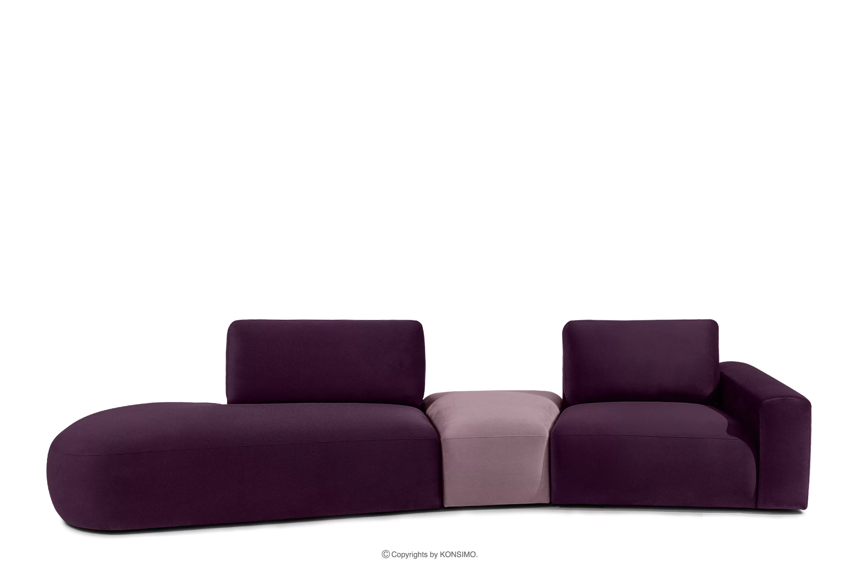 Sofa w tkaninie welur modułowa fioletowy/różowy ZUCCO