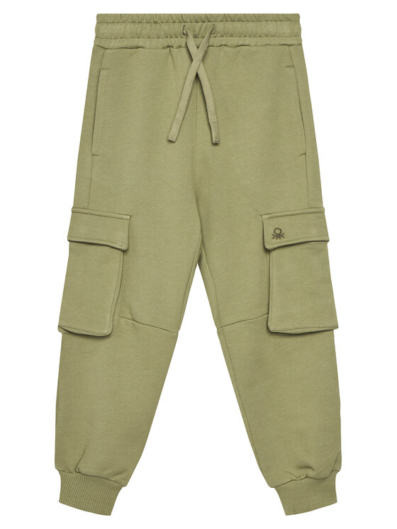 United Colors Of Benetton Spodnie dresowe 3UNICF066 Zielony Regular Fit