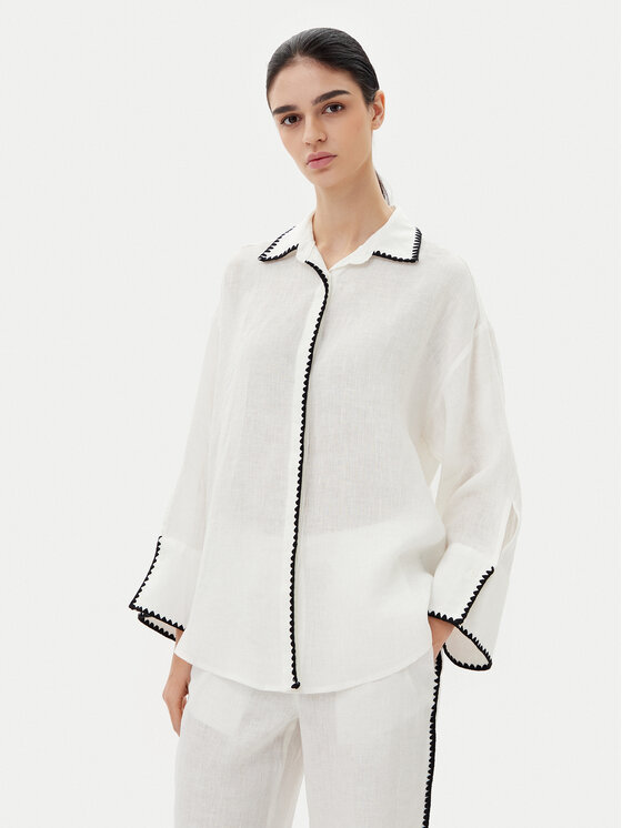 ICONA Koszula RP5LE003 Biały Relaxed Fit