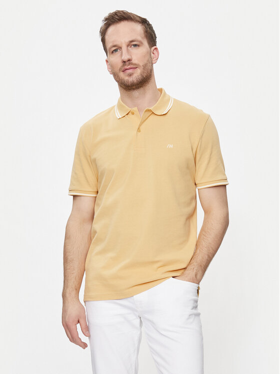 Selected Homme Polo 16087840 Beżowy Regular Fit