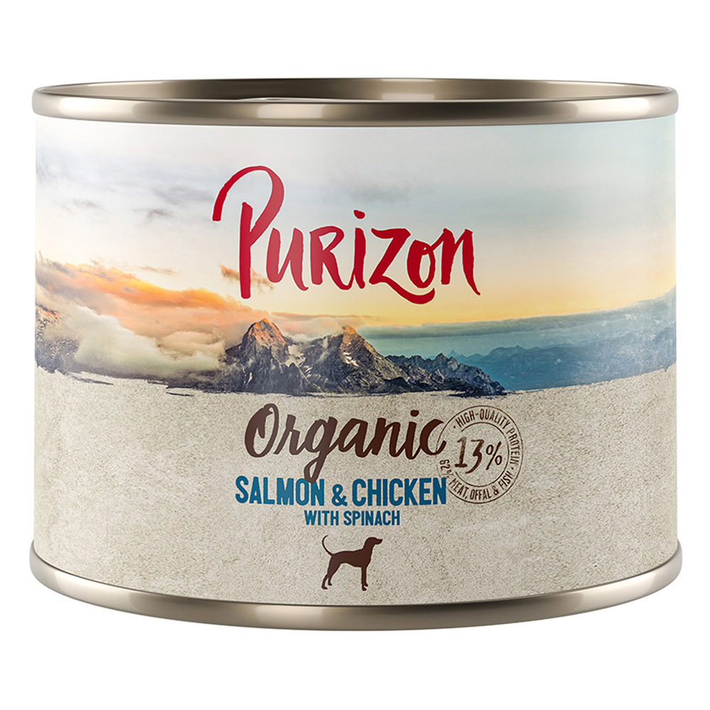 Korzystny pakiet Purizon Organic, 24 x 200 g - Biołosoś i biokurczak z bioszpinakiem