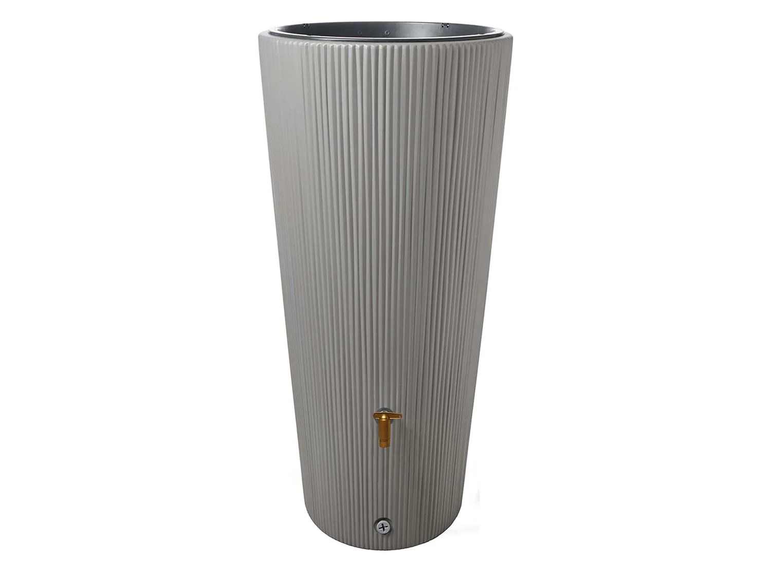 Zbiornik na wodę deszczową 4rain "VASO 2in1 Decor", pojemność 220 litrów, wysokość 120 cm, z donicą na rośliny (Szary ocynk)