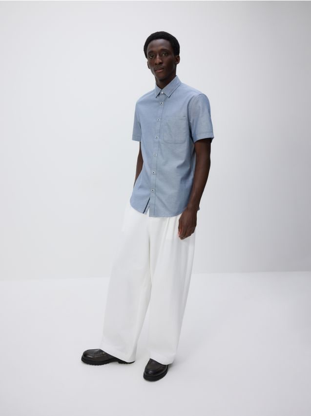 Reserved - Bawełniana koszula slim fit - granatowy