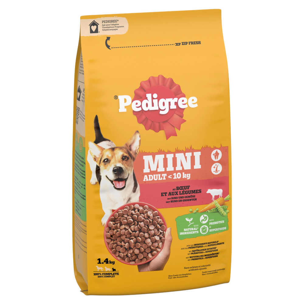 Pedigree Mini Adult <10kg, z wołowiną i warzywami - 6 x 1,4 kg