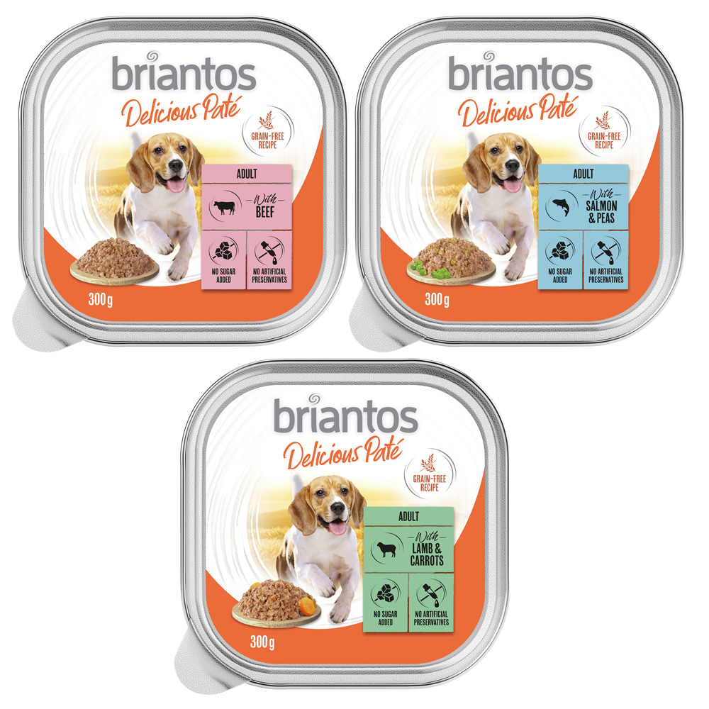 Briantos Delicious Paté, 9 x 300 g - Pakiet mieszany: ryba, jagnięcina, wołowina