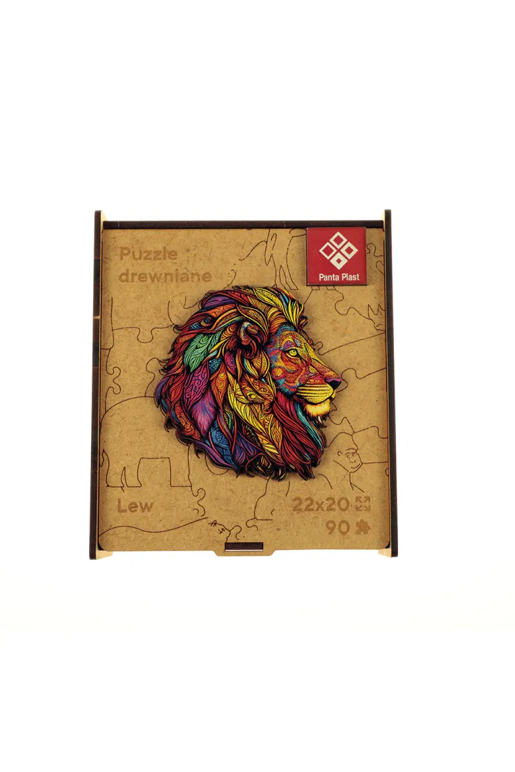 Puzzle 90 drewniane A4 Lew