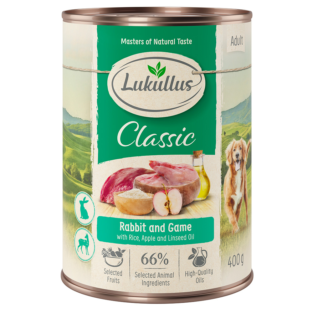 Lukullus Naturkost Adult, 6 x 400 g  - Królik i dziczyzna