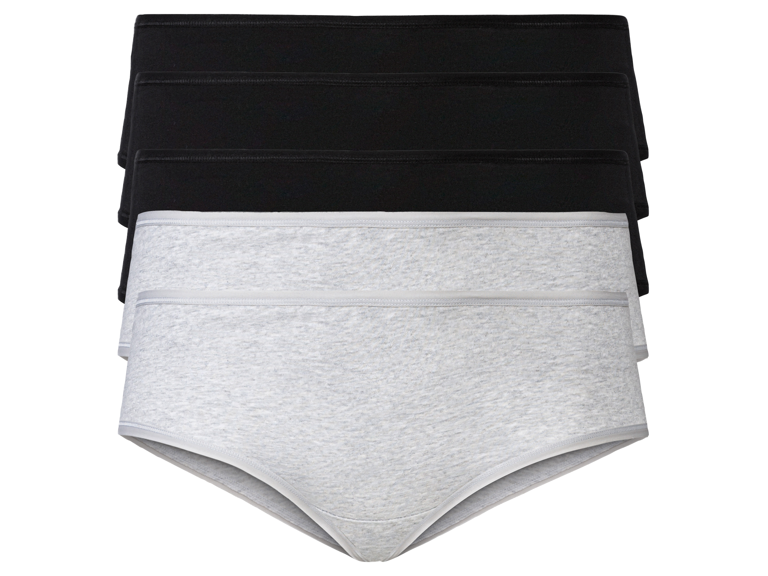esmara® Hipstery damskie z bawełną, 5 par (XL(48/50), Czarny/jasnoszary)