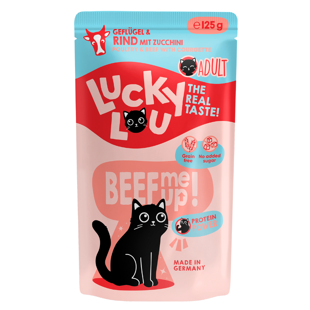Megapakiet Lucky Lou Adult, 48 x 125 g - Drób i wołowina