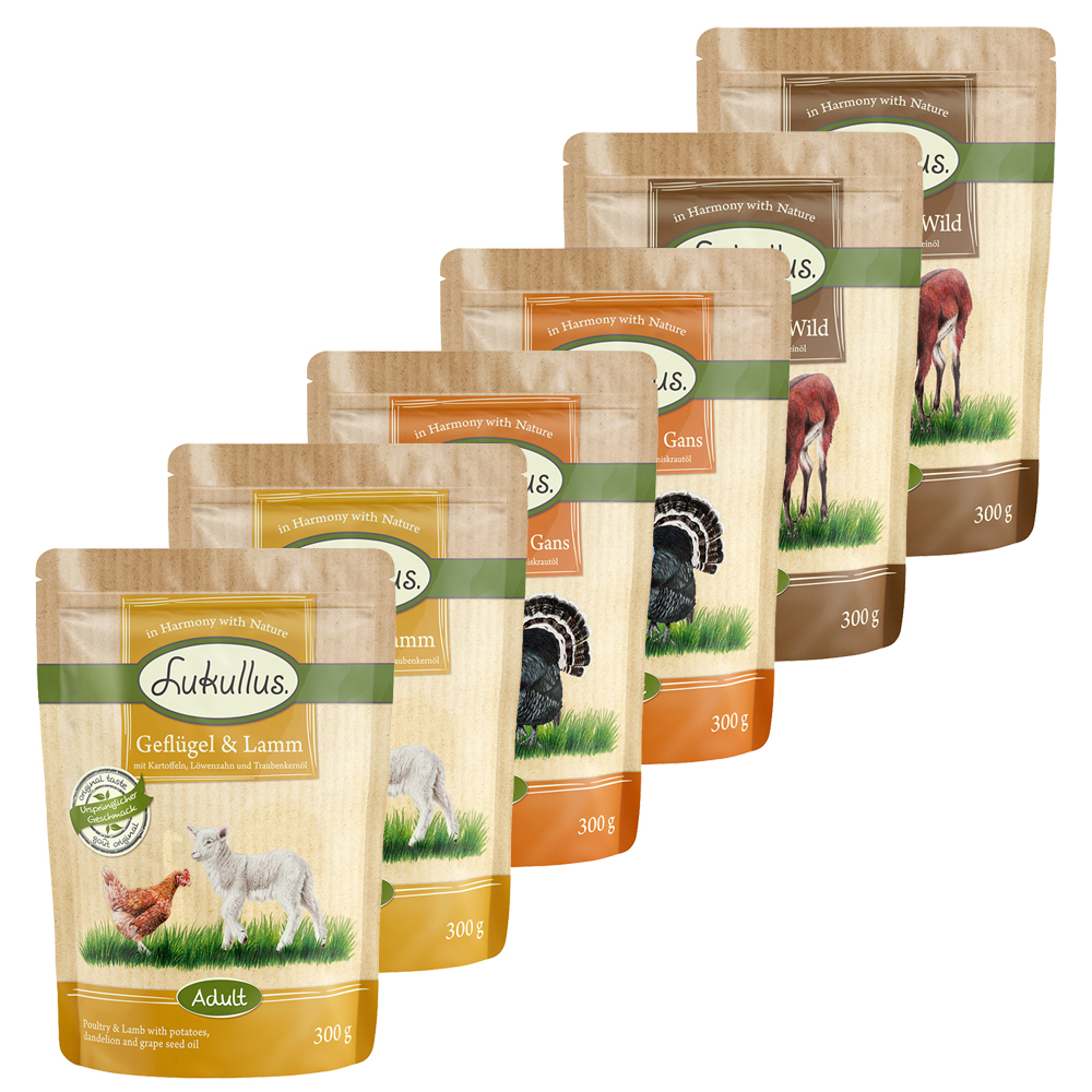 Megapakiet mieszany Lukullus Natural w saszetkach, 48 x 300 g - Pakiet mieszany „Regional & Mediterran”