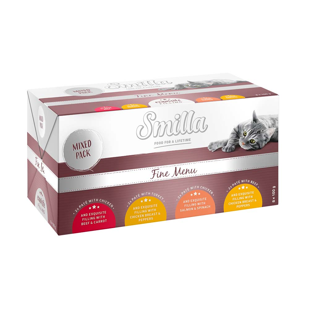 Smilla Fine Menu, z nadzieniem, 24 x 100 g - Pakiet mieszany (4 smaki)