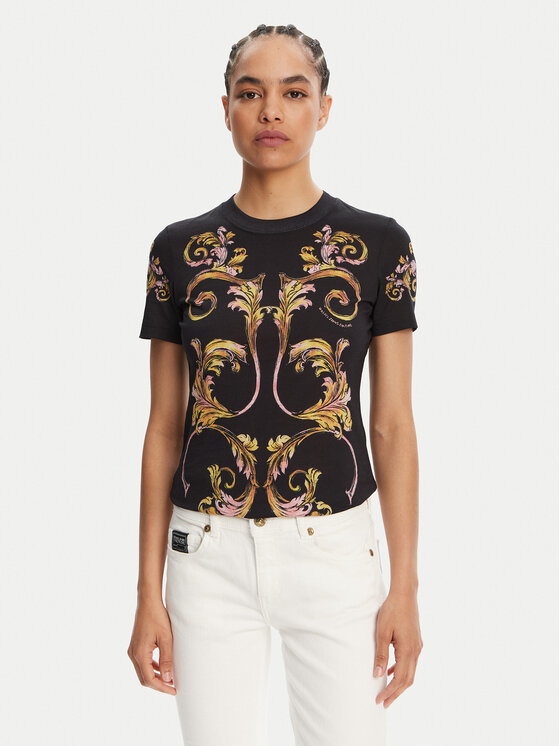 Versace Jeans Couture T-Shirt 78HAH6P8 Czarny Slim Fit