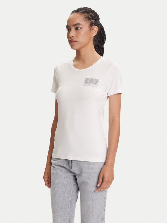 EA7 Emporio Armani T-Shirt 7W000492 AF10373 U0005 Écru Regular Fit