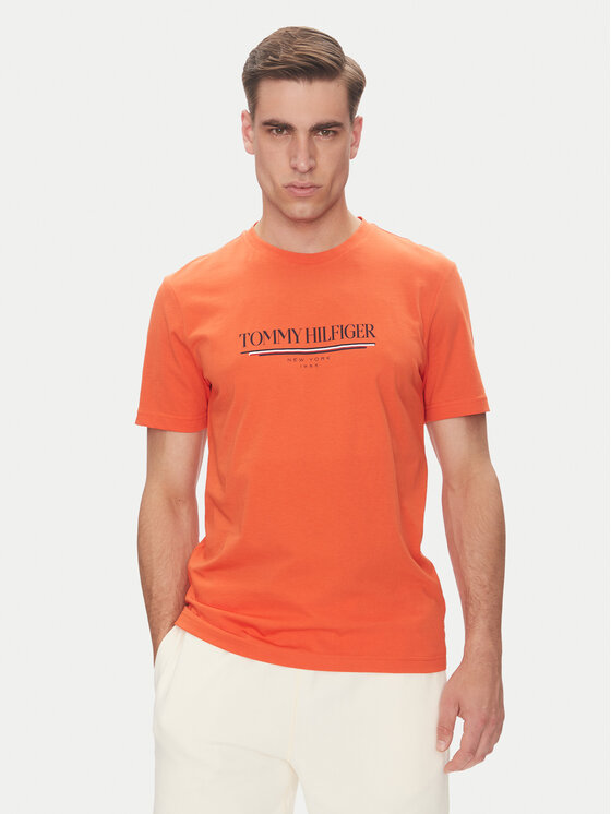 Tommy Hilfiger T-Shirt Brand Love MW0MW40324 Pomarańczowy Regular Fit