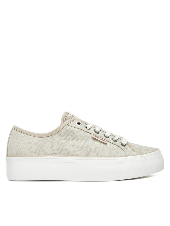 Calvin Klein Jeans Sneakersy Vulc Flatf Jacquard Aop YW0YW01965 Beżowy