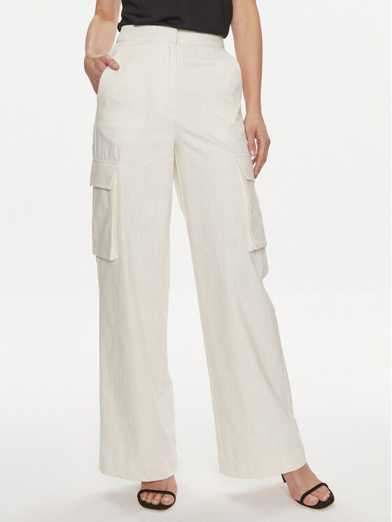 Edited Spodnie materiałowe Malena Biały Wide Leg