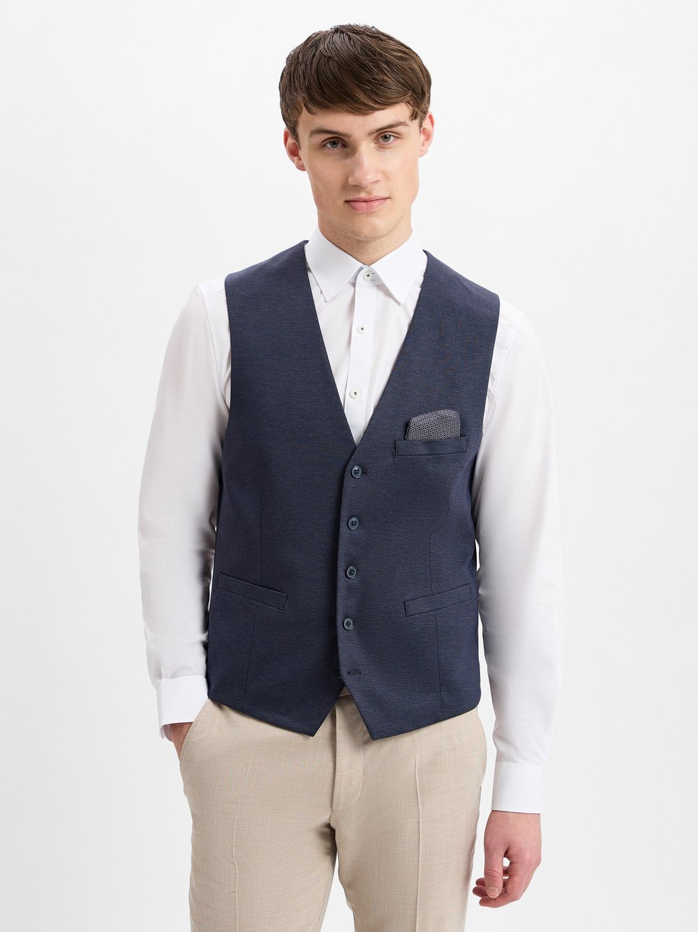 Finshley & Harding Męska kamizelka garniturowa Mężczyźni Modern Fit niebieski, 50