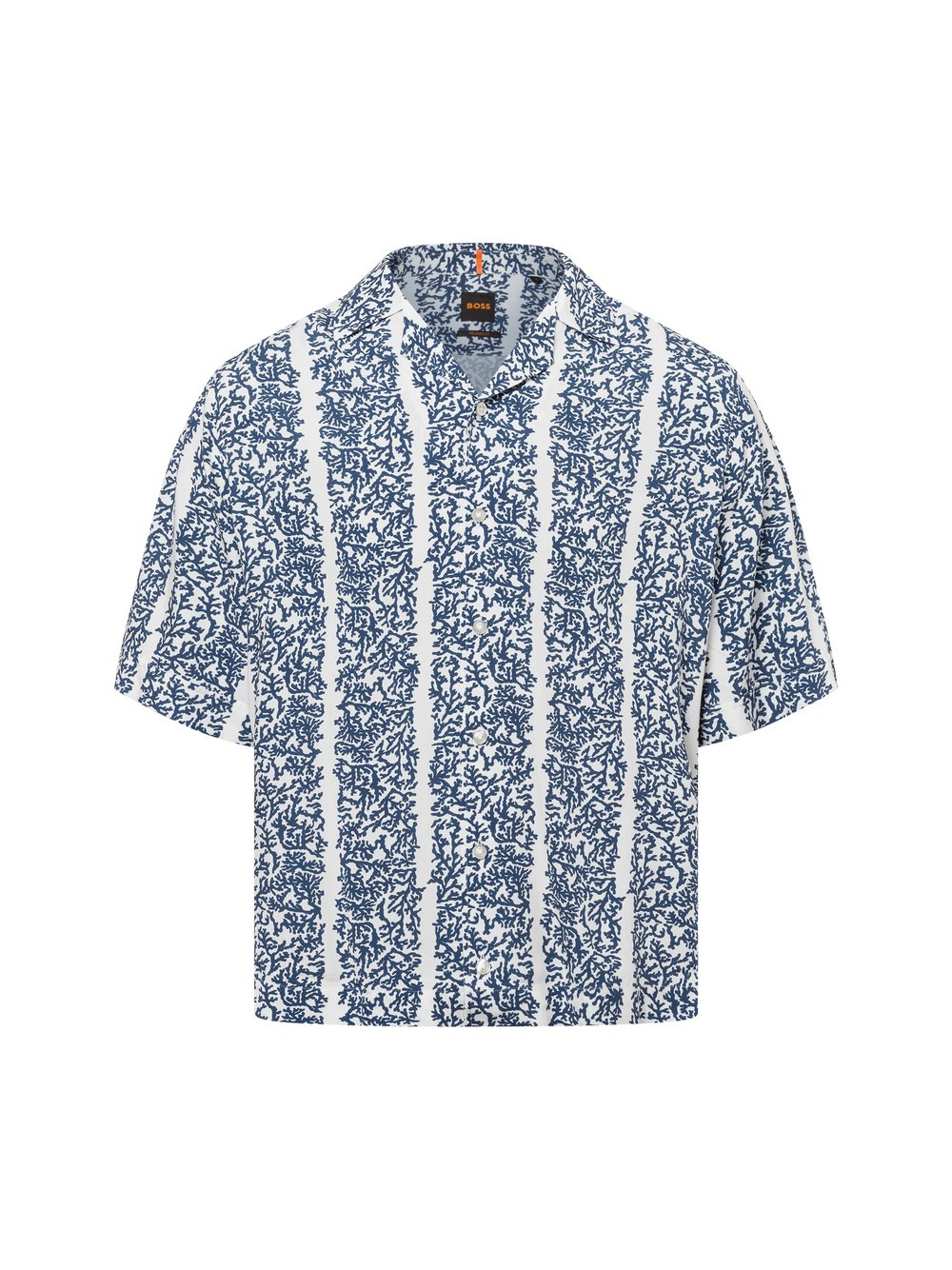 BOSS Orange Męska koszula casual - Lapisy_M Mężczyźni Comfort Fit wiskoza biały|niebieski, M