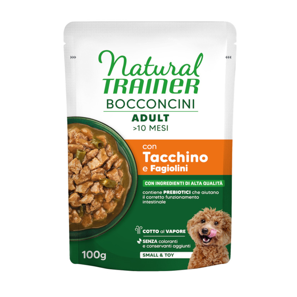Natural Trainer Bocconcini Adult Small & Toy, kawałki w sosie - Indyk, 100 g miniaturka