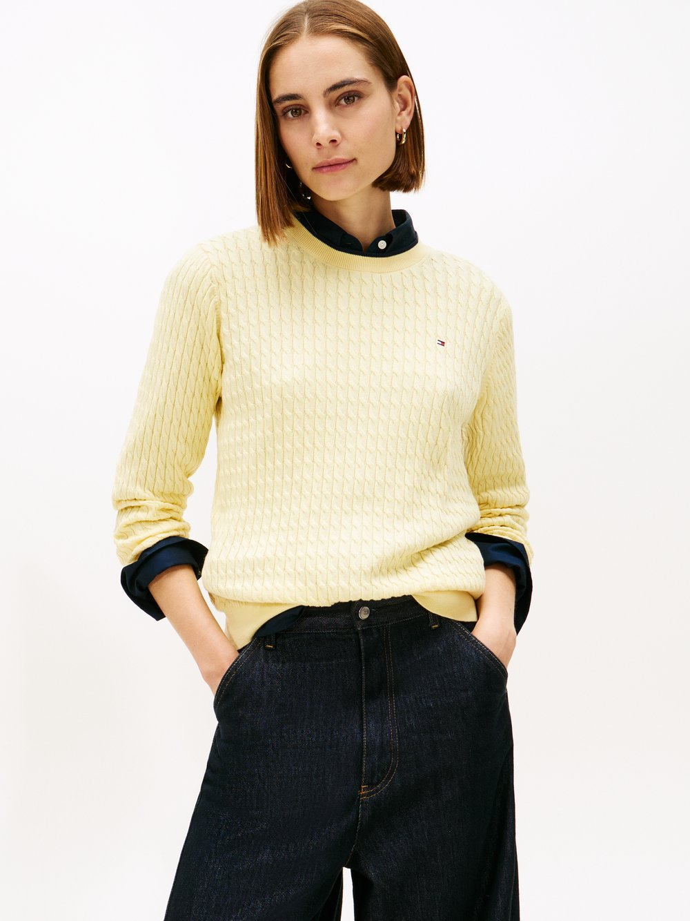 Tommy Hilfiger Sweter damski z dzianiny Kobiety Bawełna żółty, XS