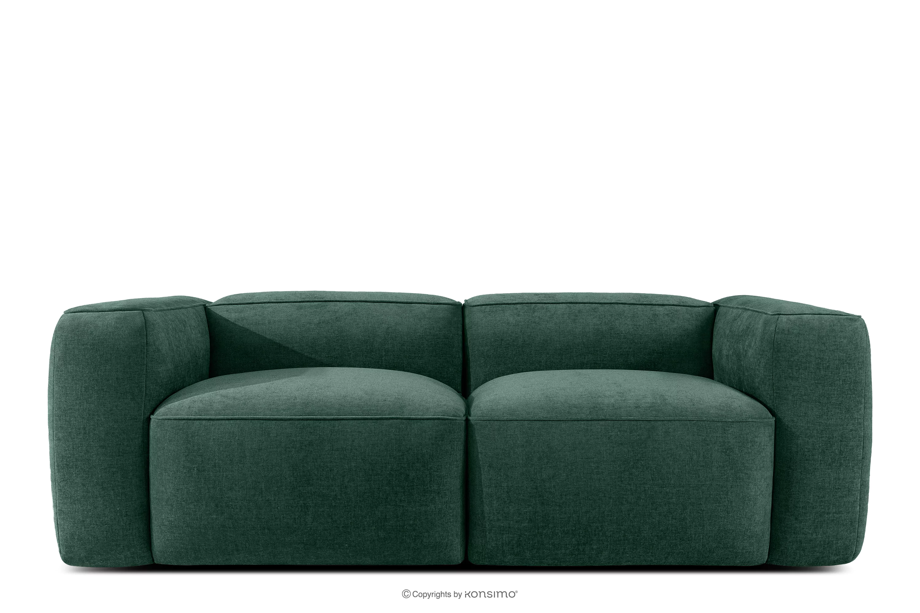 Miękka sofa dwuosobowa w tkaninie plecionej ciemny zielony FUBBO
