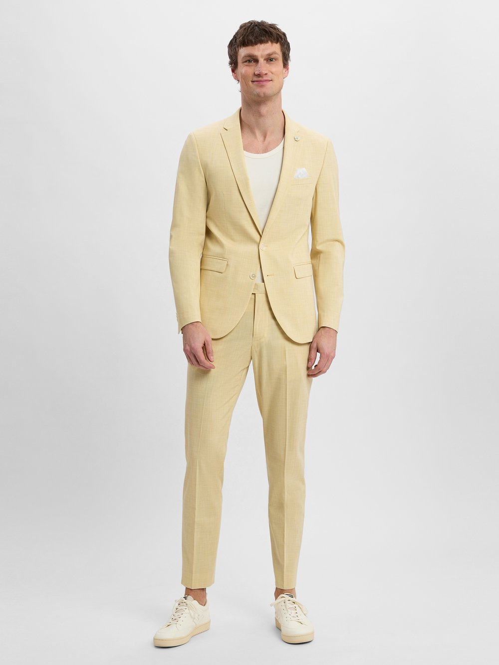Finshley & Harding London Męski garnitur slim fit - Brixdon-Hoxdon Mężczyźni Slim Fit żółty, 52
