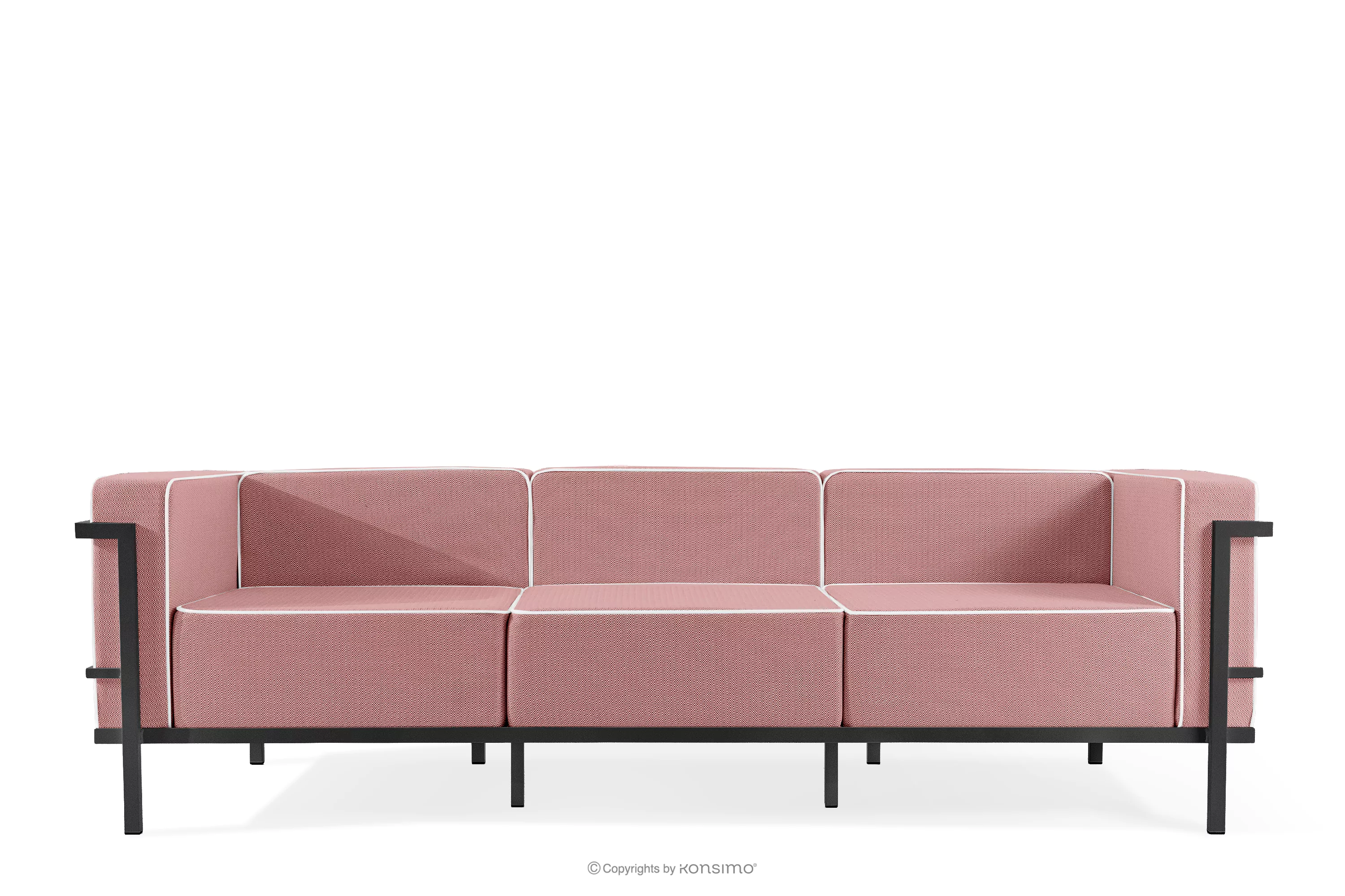Nowoczesna sofa ogrodowa 3 na metalowych nóżkach ciemny szary/czerwony/biały TRIGLO