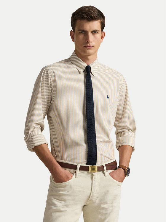 Polo Ralph Lauren Koszula 710929344500 Beżowy jasny Slim Fit