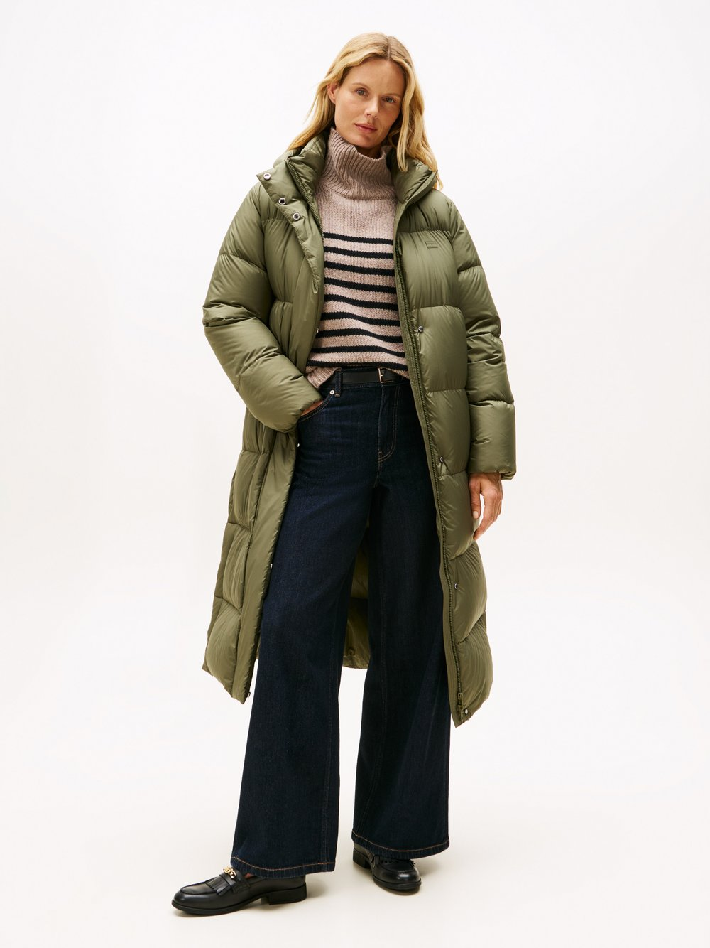 Tommy Hilfiger Damski płaszcz puchowy Kobiety Sztuczne włókno zielony, XS
