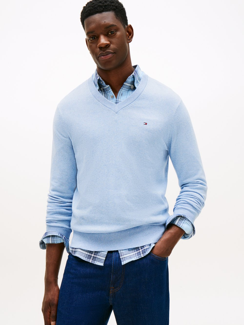 Tommy Hilfiger Sweter z dodatkiem kaszmiru Mężczyźni Bawełna niebieski, L