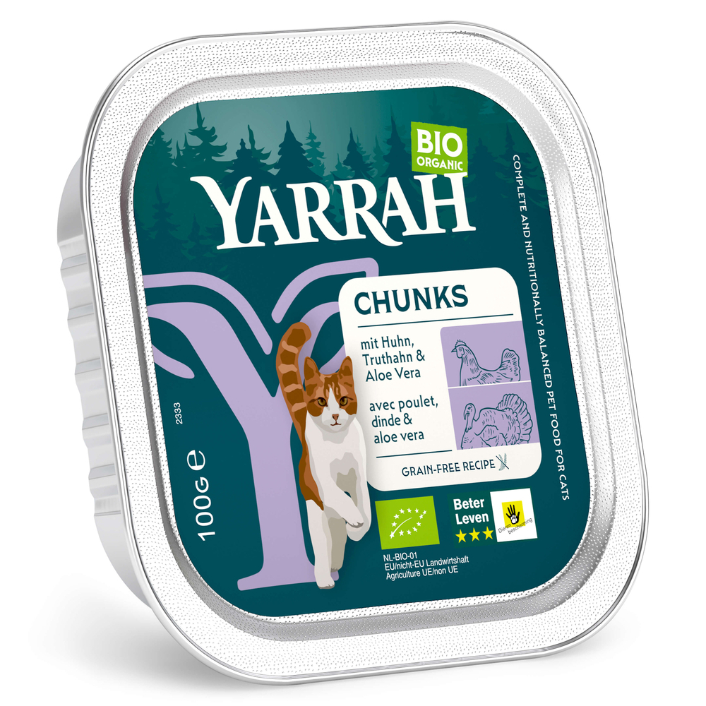 Korzystny pakiet Yarrah Bio kawałeczki w sosie, 12 x 100 g - Biokurczak z bioindykiem