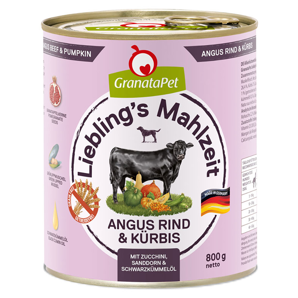 GranataPet Liebling's Mahlzeit, 6 x 800 g - Wołowina Angus z dynią