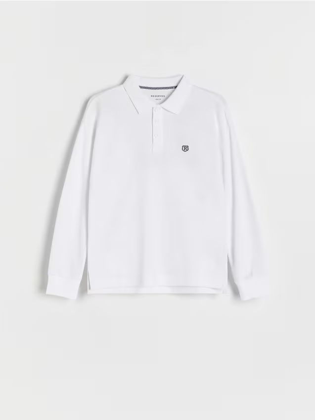 Reserved - Longsleeve z haftem - biały