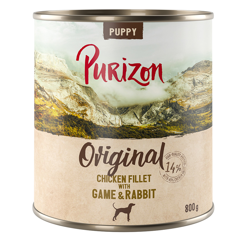 Purizon Puppy, 6 x 800 g - Filet z kurczaka z dziczyzną i królikiem